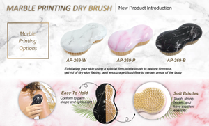 Outil exfoliant en nylon/ABS imprimé en marbre de luxe pour brosse sèche pour corps de spa - Product Image 4