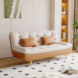 <b>Cream</b> Style <b>Sofa</b> Bed 2 Seater Multifunctional Foldable For Small Apartments Living Room Rental Use - Product Image 1