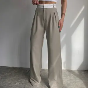 Women's Casual Wide Leg Pants High Waisted Self Tie Belted Straight Long  Loose Palazzo Work Trousers Dress Pants Womens Clothes 