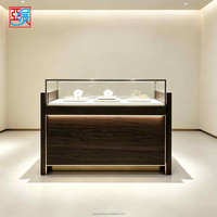 Table de présentation de bijoux en bois de style européen classique avec tiroir de rangement et vitrine en verre pour mobilier de magasin de bijoux de luxe