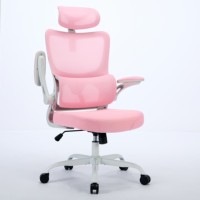 Fauteuil de direction ergonomique moderne rose avec accoudoirs réglables, massage rafraîchissant pour le bureau et la maison