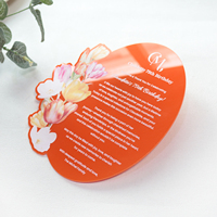 Tarjeta de invitación de tarjeta de menú acrílica naranja personalizada 2025 para cumpleaños/boda/Fiesta y restaurante