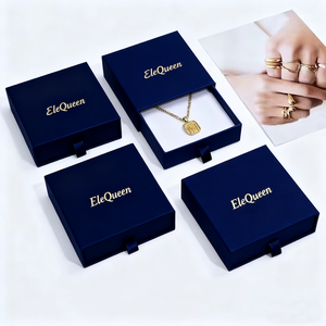 Caja de Regalo de Joyería Ecológica con Logotipo Personalizado, Caja de Papel con Cajón Deslizable para Collares, con Espuma Negra para Empaque de Joyería - Product Image 1