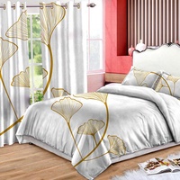 Ensemble de rideaux de chambre à coucher, design 3D imprimé, teinture en fil, 100% polyester, translucide, isolant, écologique, toutes saisons