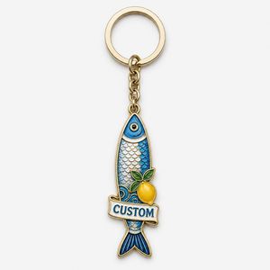 Llavero Personalizado al por Mayor con Sardina y Pez Dorado, Cadena Italiana con Estrella de Mar, Decorativo para Fiesta en la Playa, Souvenir, Soporte para Llaves - Product Image 2