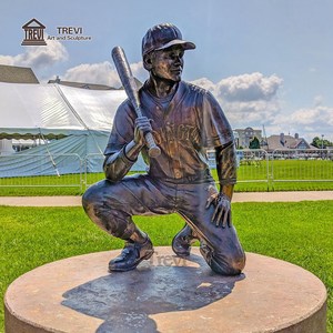 Sculpture de joueur de baseball en bronze grandeur nature, gravée et sculptée, pour utilisation en extérieur, jardin, parc, sport, commémoration des jeunes - Product Image 5