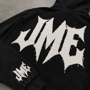 hongguan High Quality 100% Cotton Vintage Heavyweight Cropped <b>Hoodie</b> Designer <b>Black</b> Embroidery Graphic <b>Men</b> Acid Wash <b>Hoodie</b> - Product Image 3