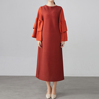 Robe plissée décontractée pour femme à manches amples, nouvelle collection 2026, directement de l'usine Miyake