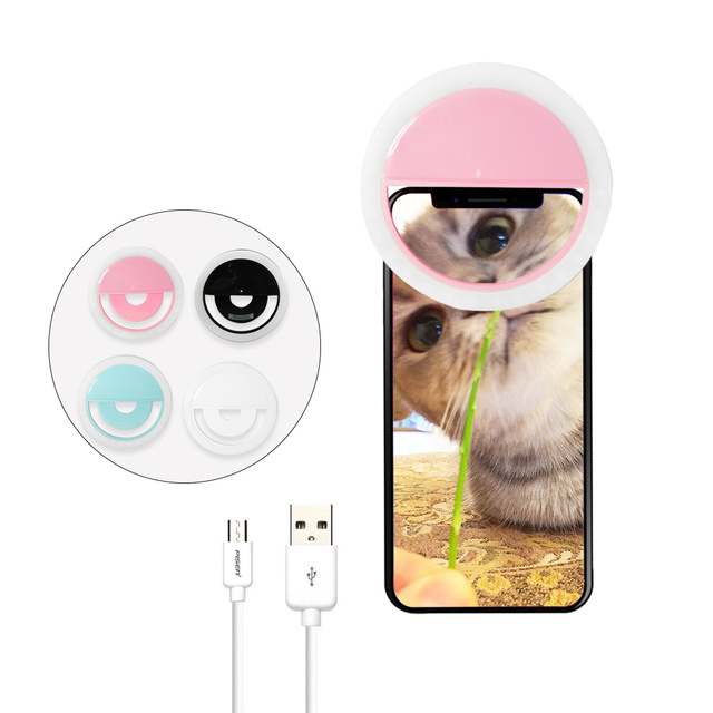 Rechargeable with USB Selfie Video Lighting 28 LEDs Video Lamp Selfie Ring for Any Cell Phone LED Selfie Ring Light
