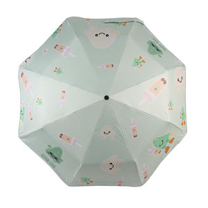 Parapluie pliant Boba Tea Cartoon |   Double usage pour la pluie et le soleil, bords arrondis sécurisés, revêtement noir anti-UV - Product Image 3