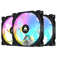 Ventilateur d'ordinateur AntarcChill RVB adressable 120 mm, cadre noir, effet lumineux coloré, haute vitesse, fort débit d'air, silencieux