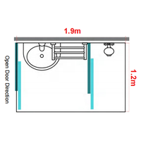 Salle de douche préfabriquée moderne avec chauffage 3-en-1, porte latérale, base étanche, montage facile