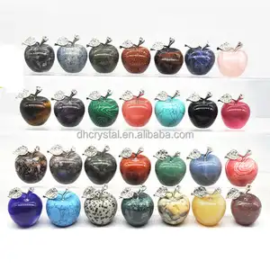 Multi-specification Color Natural Crystal Apple-Shaped Home Crystal Ornaments Christmas Wedding Couple Pendant Carved Artwork