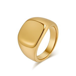 Trendy <strong>Black</strong> Gold Square Geometric <strong>Ring</strong> for Men High-Polished <strong>Titanium</strong> Steel Rhodium Plated Stainless Steel for Parties - Product Image 4