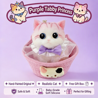 Joli jouet extensible en silicone géant en forme de chat, peint à la main, boîte mystère, pour habiller le grand chat dans un panier, cadeau de fête