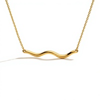 Collier ras du cou à pendentif barre ondulée pour femme, chaîne à maillons, bijoux géométriques dorés, argentés ou rose gold, cadeau