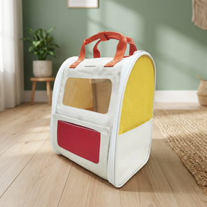 Foldable Washable Comfortable Lightweight Cream Puff Pet <b>Backpack</b> for Dogs & <b>Cats</b>-Cherry Panna Cotta Polyester 6KG Capacity - Product Image 2