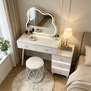 Modern Makeup Vanity <b>With</b> Lighted Mirror Storage <b>Drawers</b> Bedroom <b>Dressing</b> <b>Table</b> <b>With</b> Stool - Product Image 6