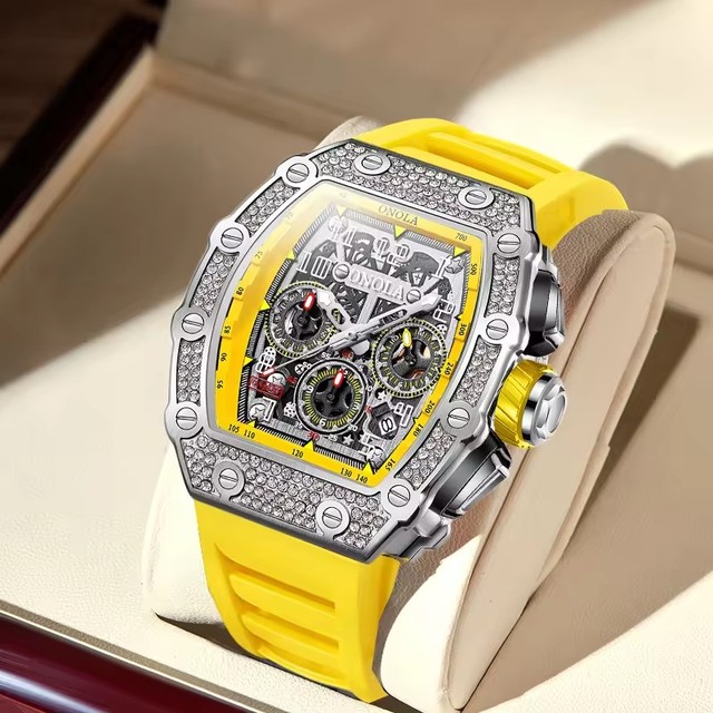 ONOLA 6826Q New Diamond Fashion Design New Male Quartz Watch Brand Luminous Reloj for Mens Sport Wrist Water Resistant Watches