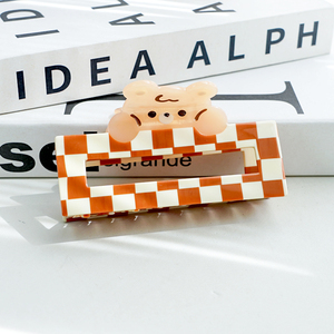 Pinzas de Pelo Cuadradas Marrones de Diseño Creativo, Pinzas de Pelo de un Solo Color para Niñas, Pinza de Pelo de Acetato Personalizable con Flores de Dibujos Animados - Product Image 6