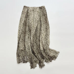 <span class=keywords><strong>Jupe</strong></span> <span class=keywords><strong>longue</strong></span> plissée à taille élastique pour femmes en mousseline de soie respirante avec broderie à imprimé léopard et volants décoratifs Street Wear - Product Image 1
