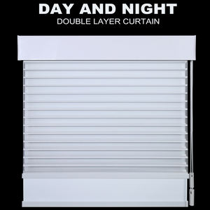 Stores de fenêtre ZSTARR avec cantonnière Tipiace, stores enrouleurs manuels à <span class=keywords><strong>double</strong></span> couche, stores sans cordon, stores enrouleurs jour et nuit - Product Image 1