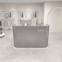 Comptoir de réception de luxe moderne en acier inoxydable pour hôtel, bureau, spa et salon de beauté