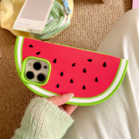 Summer Creative 3D Watermelon Phone Case Cute Cartoon Design Full Protective Cover pour I Phone 16/15 Pro Max/14/13/12 Shockproof