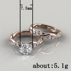 Anello di Fidanzamento H077 in Oro Rosa con Diamante, Stile Romantico da Donna, Taglio Brillante Rotondo con Pietre Laterali - Product Image 5
