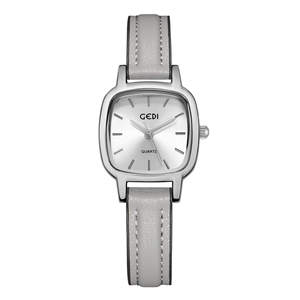 Montre à quartz pour femme, petite, marron, étanche, avec bracelet en cuir simple et élégant, haut de gamme, de niche. - Product Image 6