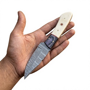 Couteau à lame fixe en acier Damas avec manche coloré pour la chasse, le camping et la survie - Product Image 4