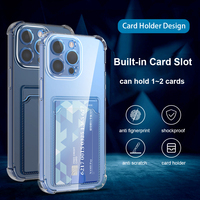 Porte-sac de carte étui de téléphone transparent pour iPhone 15 Pro 16 14 11 12 13 Pro Max SE 2020 7 8 Plus coque arrière en TPU souple antichoc
