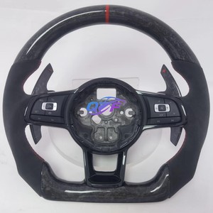Volante Deportivo Personalizado de Fibra de Carbono con Luces LED y Levas de Cambio para VW - Volkswagen Serie MK5 <span class=keywords><strong>Golf</strong></span> GTI <span class=keywords><strong>R32</strong></span> Passat R36 Polo - Product Image 1