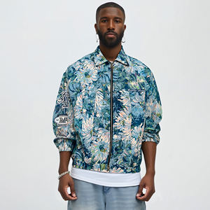 Tapisserie jacquard florale bleue personnalisée vêtements broderie veste tissée de style de mode avec quantité minimale de commande bas - Product Image 3