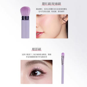 LMLTOP ชุดแปรงแต่งหน้า 2 ชิ้นแปรงอายแชโดว์แป้งผสมรองพื้นแบบพับเก็บได้ขนาดกะทัดรัดแบบพกพาเครื่องมือแต่งหน้าสำหรับเดินทาง - Product Image 3