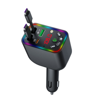 Pengisi Daya Mobil XOWO 30W Tipe-C dengan Kabel Pengisian Cepat yang Dapat Ditarik QC3.0 & Perlindungan OTP Bahan Tahan Api PC untuk Ponsel