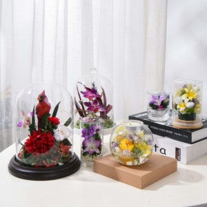 HFlora Neue Elegante Orchideen-Glasglocke Mittlere Größe für Chinesisches Neujahr Ostern Weihnachten Geburtstag Erntedankfest - Product Image 4