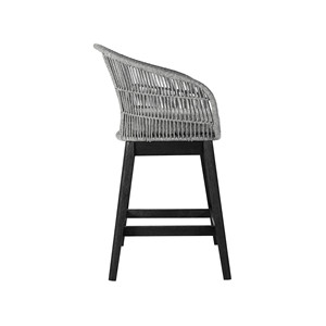HMS 38 "เก้าอี้บาร์กลางแจ้งสีเทาอ่อนพื้นหลังเตี้ยมีที่วางเท้าสบาย - Product Image 3