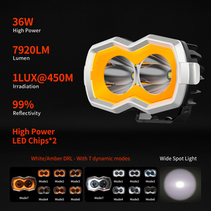Faro Ausiliario LED Bianco Ambra DRL a 7 Modalità con Effetto Inseguimento, da 5 Pollici, Montaggio su Montante A per Hilux Tacoma - Product Image 2