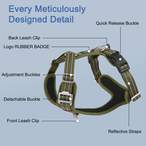 工場製 反射性ペット用オックスフォードベスト 調節可能 ソフトパッド入り 引っ張り防止 大型犬用ハーネス - Product Image 6