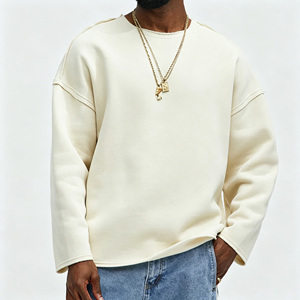 Sudadera de hombre extragrande deshilachada de lujo transpirable de alta calidad con logotipo impreso personalizado - Product Image 3