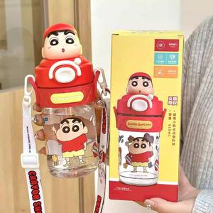 Vaso con pajita para niños de Crayon Shin-chan, gran capacidad, con correa para uso escolar, vaso de plástico para bebidas, diseño de dibujos animados - Product Image 2