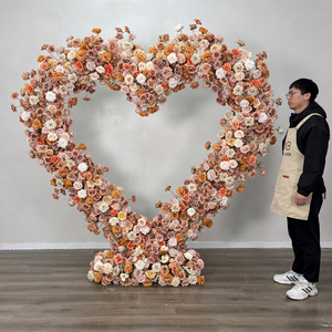 Arche florale en forme de cœur avec support, fond de scène en roses artificielles pour décoration de mariage, arche en forme de cœur de 2 m - Product Image 6
