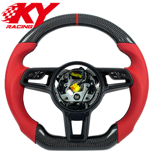 Accesorios Interiores para Automóviles Porsche 718 911 918 981 987 996 Panamera Macan Cayenne, Volante de Cuero Genuino y Fibra de Carbono - Product Image 1