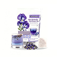 Thé aux fleurs de pois papillon bleues, fleurs réelles visibles, saveur douce, thé magique bleu-violet, sans caféine, personnalisation OEM