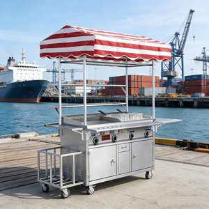 Carrito de Comida Convertible de 4 Ruedas de Acero Inoxidable Resistente a la Oxidación con Parrilla y Calentador Incorporado, Fácil de Montar para Uso en Exteriores - Product Image 5