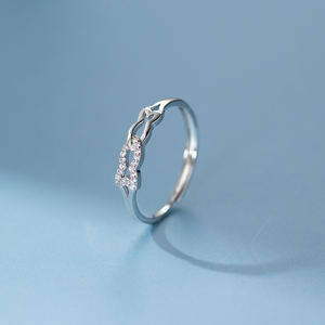 Bagues en argent sterling S925 avec zircon CZ, motif double poisson creux, bijoux cadeaux - Product Image 1