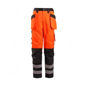 高可见木匠裤定制高可见反光带黄色长裤护膝男士高能见度安全工作裤