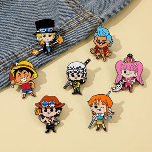 Insignes en métal d'anime de dessin animé de style japonais-Monkey D. Luffy, Ace-Broche en porcelaine émaillée d'une seule pièce, épingle de poitrine, accessoire - Product Image 6