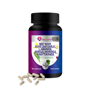 Complexe de racine de betterave tout-en-un en capsules, 90 capsules, feuille d'olivier, ail, L-arginine, oméga 3, moringa, nattokinase, source d'usine, vente en gros, OEM - Product Image 1